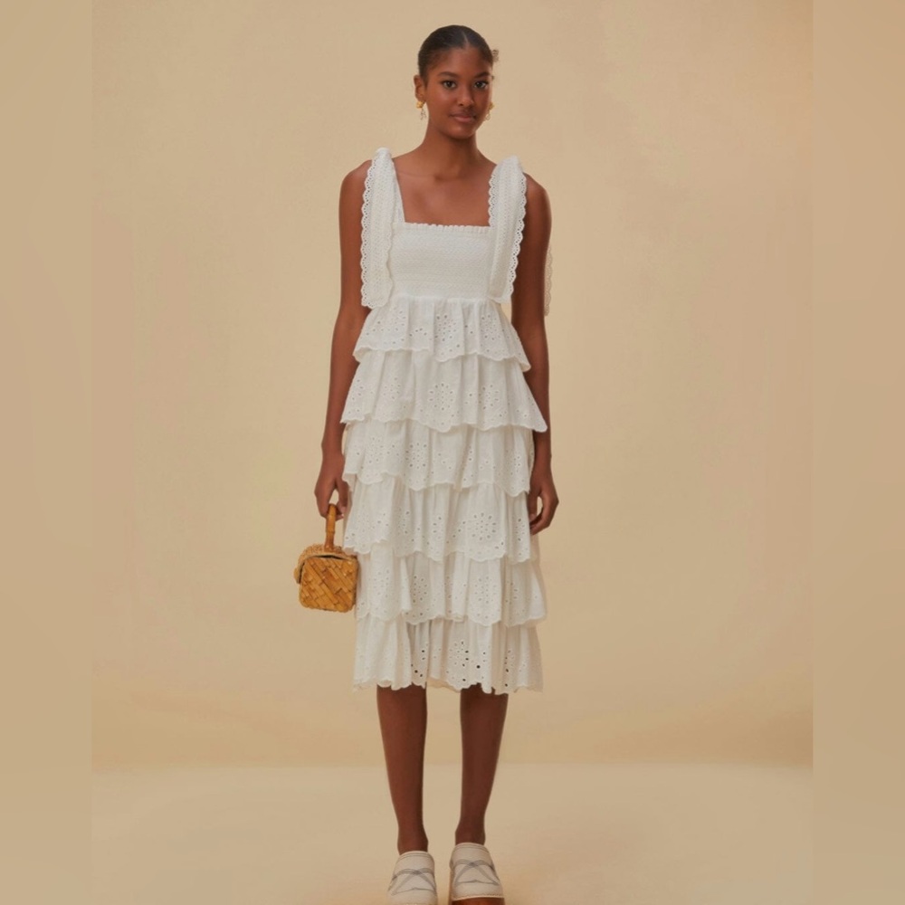 Farm Rio White Ruffle Dress - Picture 2 of 3